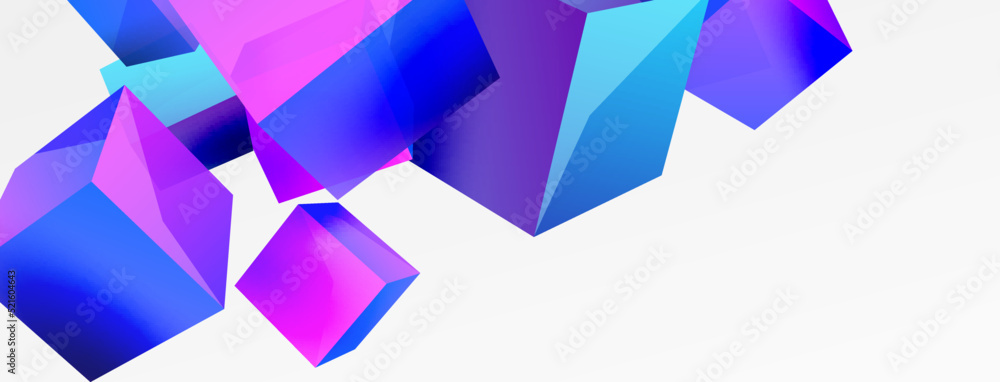 3d vector abstract background. Flying cubes composition. Trendy techno business template for wallpaper, banner, background or landing 3d vector abstract background. Flying cubes composition. Trendy techno business template for wallpaper, banner, background or landing
