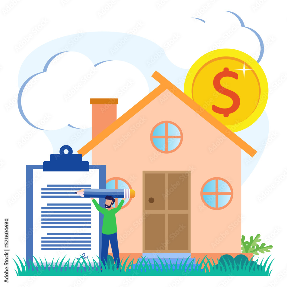 Fototapeta premium Illustration vector graphic cartoon character of buy and choose housing