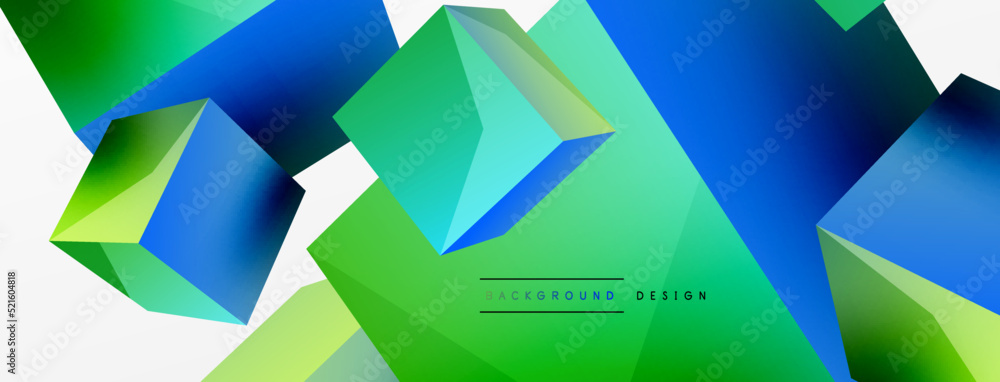 3d vector abstract background. Flying cubes composition. Trendy techno business template for wallpaper, banner, background or landing 3d vector abstract background. Flying cubes composition. Trendy techno business template for wallpaper, banner, background or landing