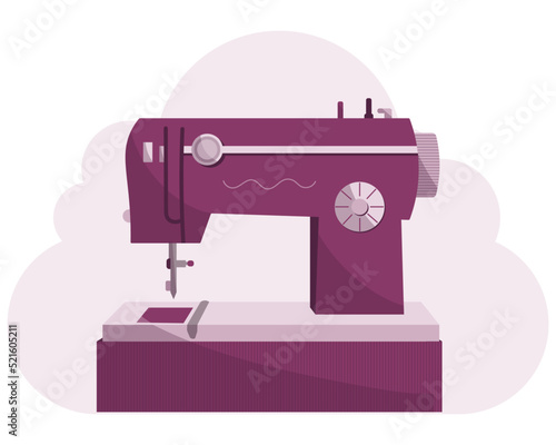Flat vector illustration of sew machine icon