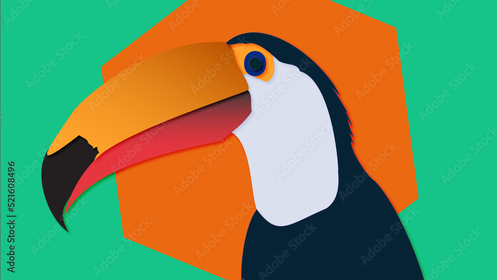 Naklejka premium toucan on a green background illustrations 