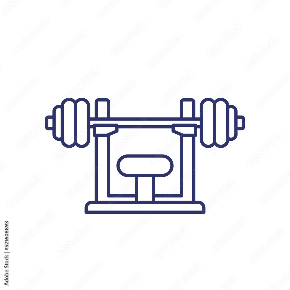 Barbell on the stand line icon Barbell on the stand line icon