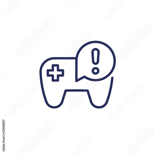 Game addiction line icon with a gamepad