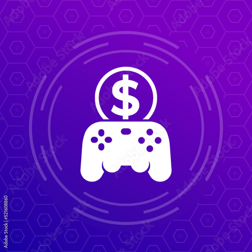 play to earn icon with a gamepad, vector