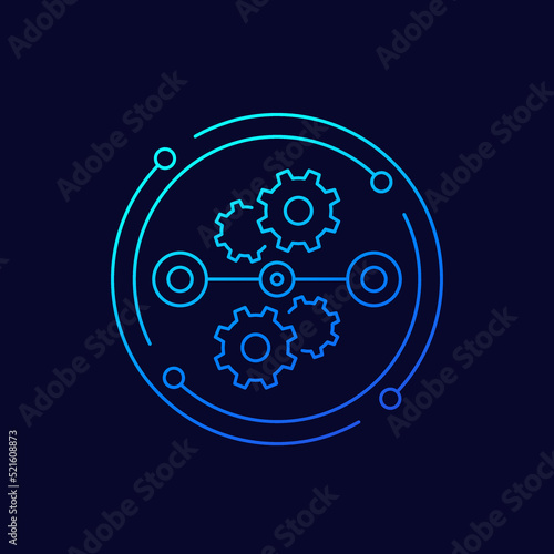 streamline process icon, linear design