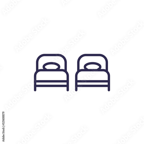 twin beds icon, line vector