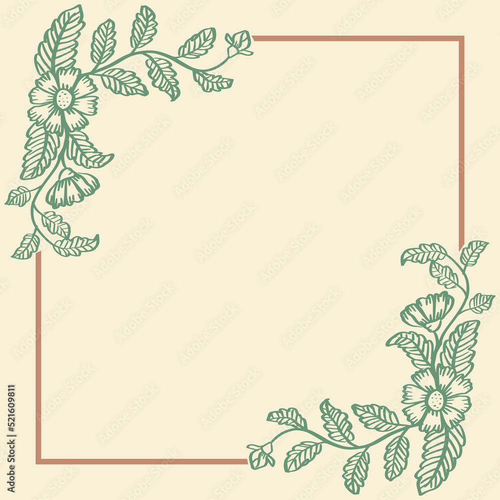 Fototapeta premium Floral frame hand drawing illustration