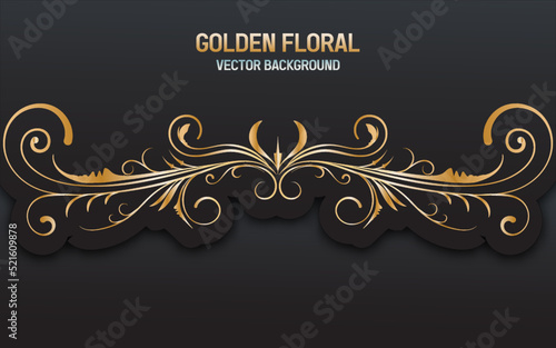 ornate golden floral on black background. luxury style © dom45
