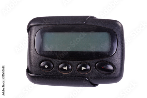 Old pager device isolate on white background photo