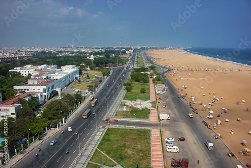 Quadro em tela Marina Beach chennai city tamil nadu india bay of bengal madras view from light