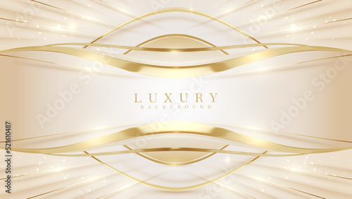 Luxury background with golden curve line elements and glitter light effect decoration. © witsanu