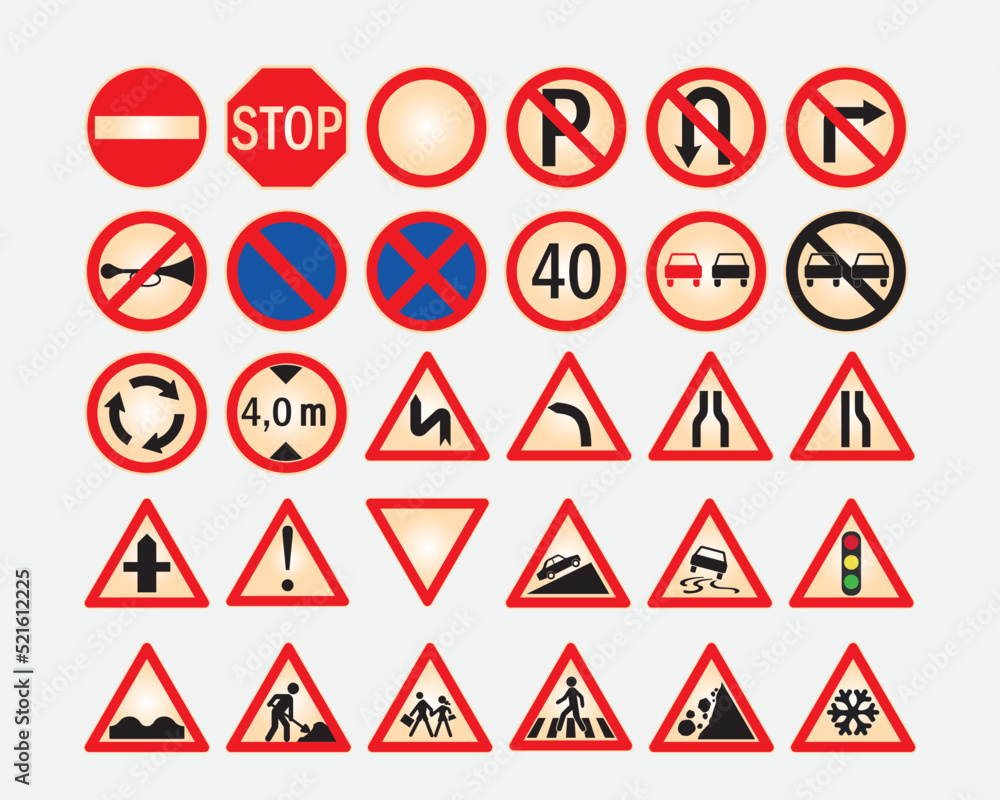 Vector set of Traffic and road signs Stock Vector | Adobe Stock