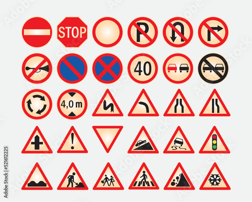 Vector set of Traffic and road signs