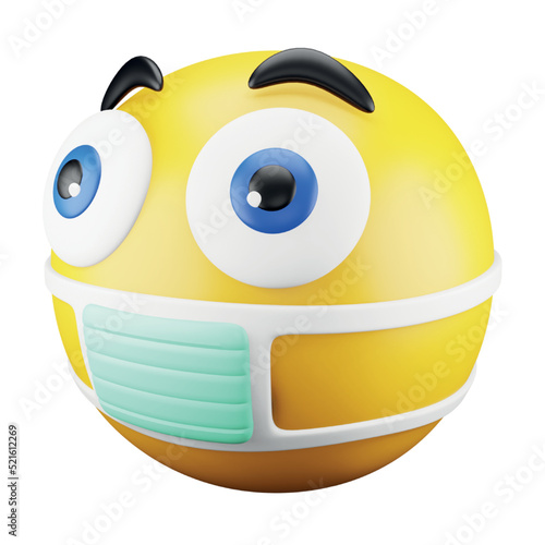 Facemask emoji face 3d rendering isometric icon.