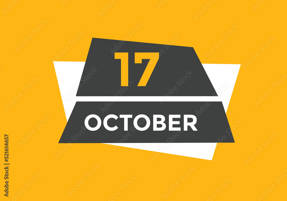 october 17 calendar reminder. 17th october daily calendar icon template. Calendar 17th october icon Design template. Vector illustration
 - obrazy, fototapety, plakaty 