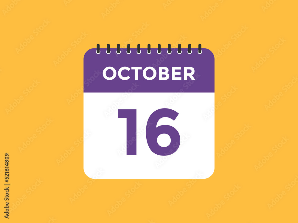 october 16 calendar reminder. 16th october daily calendar icon template. Calendar 16th october icon Design template. Vector illustration october 16 calendar reminder. 16th october daily calendar icon template. Calendar 16th october icon Design template. Vector illustration