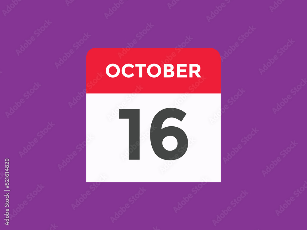 october 16 calendar reminder. 16th october daily calendar icon template. Calendar 16th october icon Design template. Vector illustration october 16 calendar reminder. 16th october daily calendar icon template. Calendar 16th october icon Design template. Vector illustration