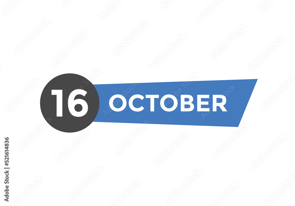 october 16 calendar reminder. 16th october daily calendar icon template. Calendar 16th october icon Design template. Vector illustration october 16 calendar reminder. 16th october daily calendar icon template. Calendar 16th october icon Design template. Vector illustration