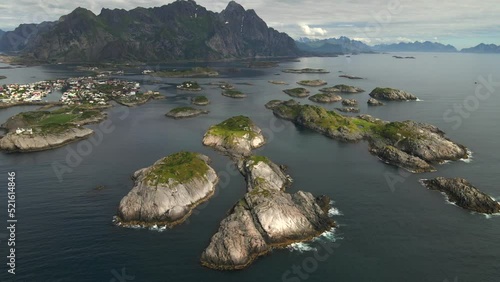 Henningsvaer in Lofoten Islands, Norway by Drone photo