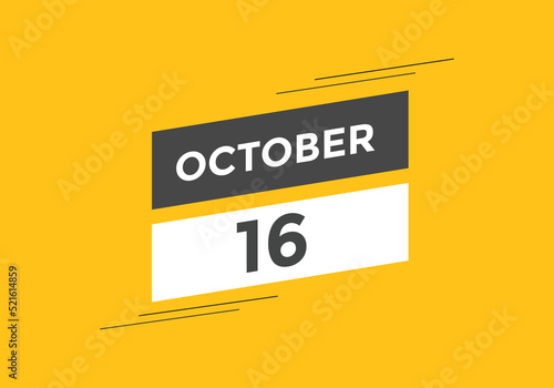 october 16 calendar reminder. 16th october daily calendar icon template. Calendar 16th october icon Design template. Vector illustration