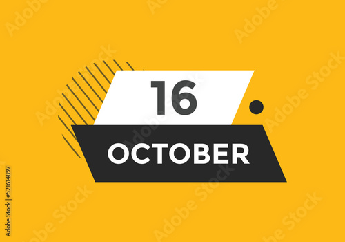 october 16 calendar reminder. 16th october daily calendar icon template. Calendar 16th october icon Design template. Vector illustration