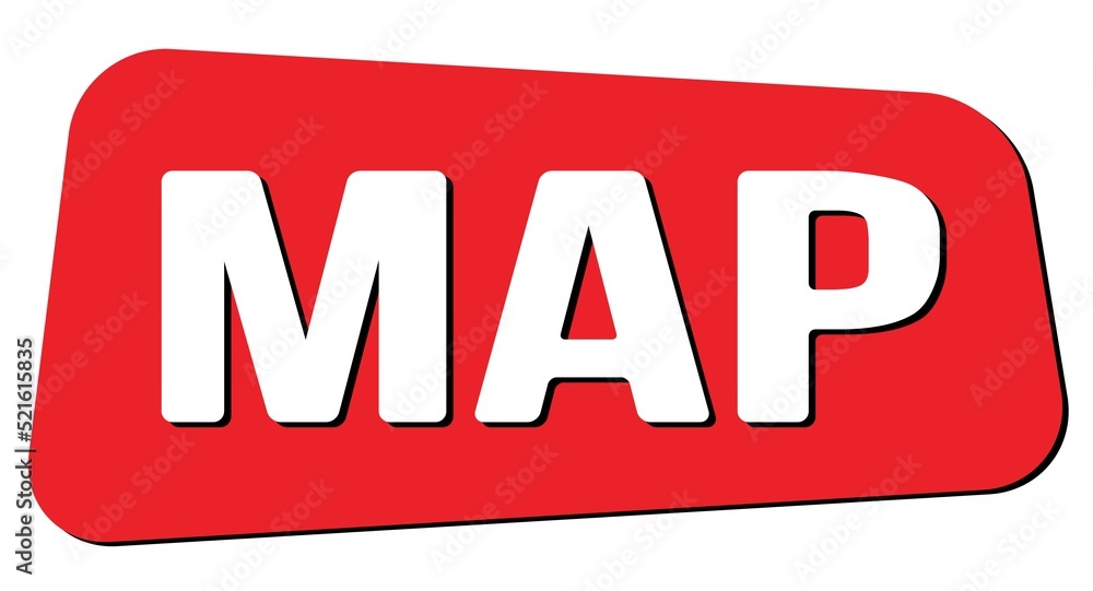 Fototapeta premium MAP text on red trapeze stamp sign.