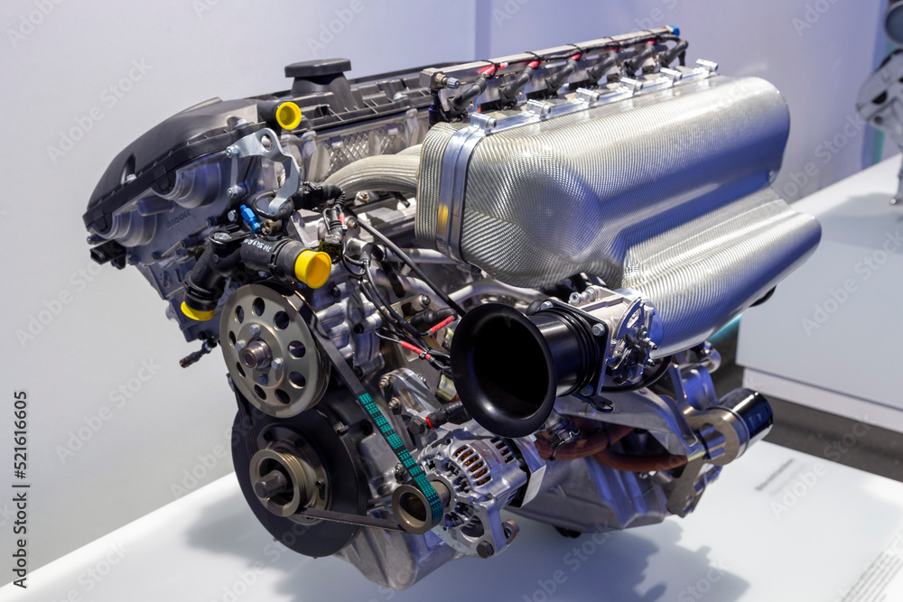 Munich, Germany - September 2, 2014: Engine Exhibits at the BMW museum ...