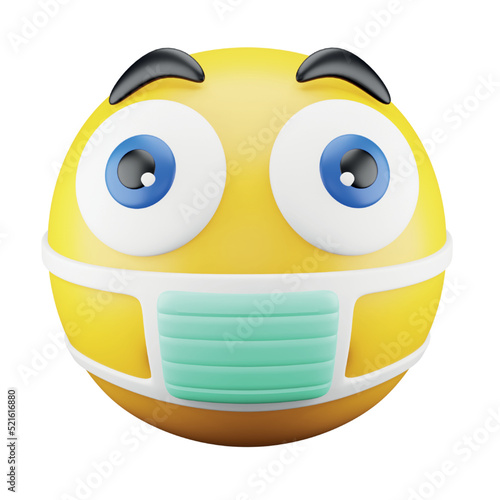 Facemask emoji face 3d rendering isometric icon.