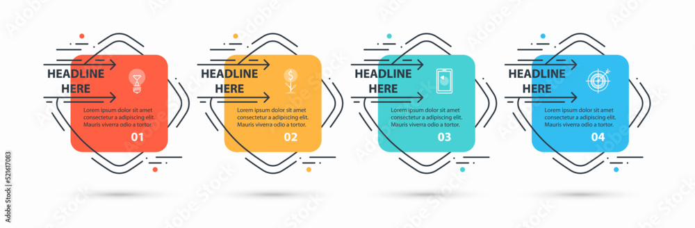 Vector infographic design template with 4 steps, numbered options ...