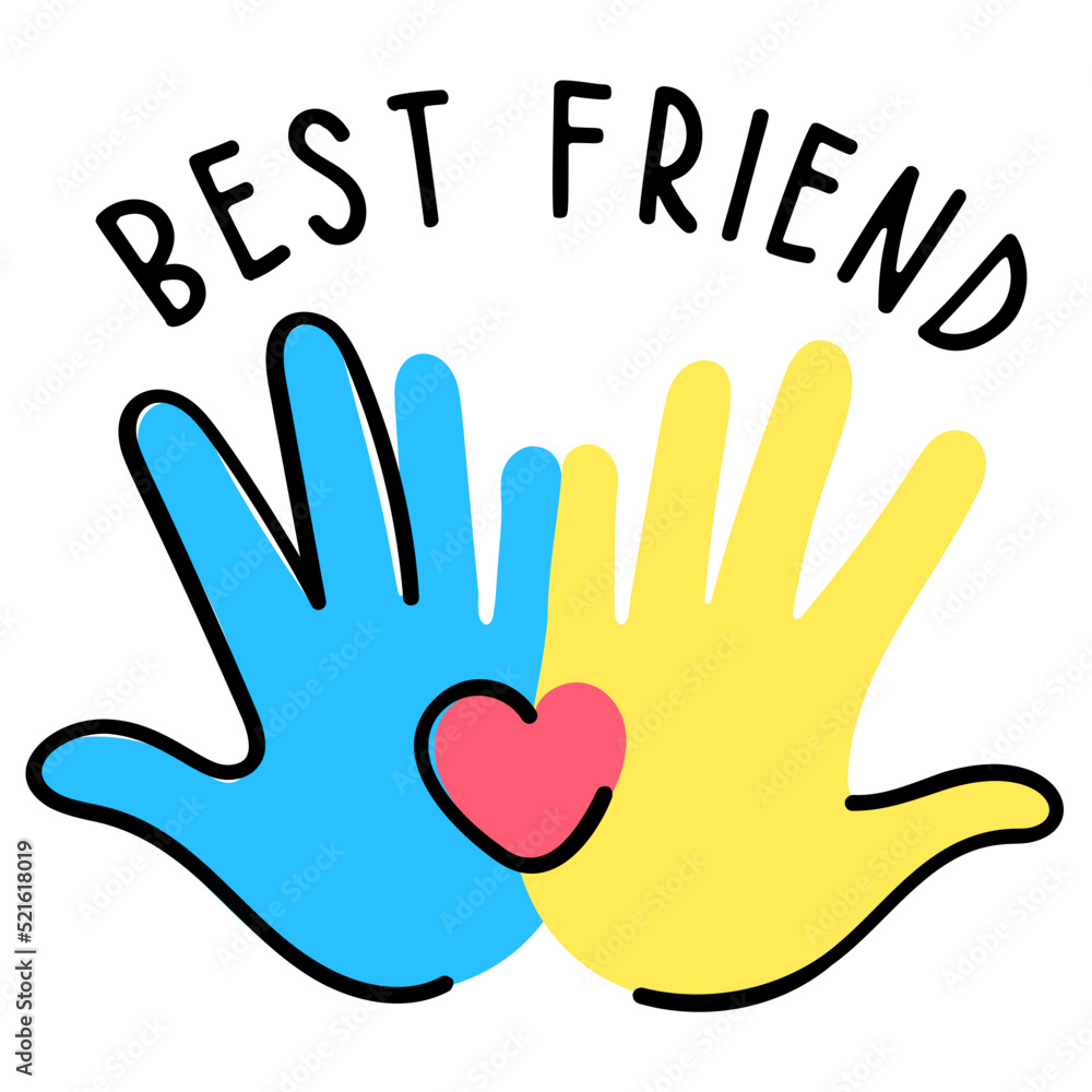 A cute hand drawn flat sticker of best friendship A cute hand drawn flat sticker of best friendship