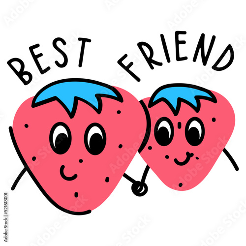 A cute hand drawn flat sticker of best friendship