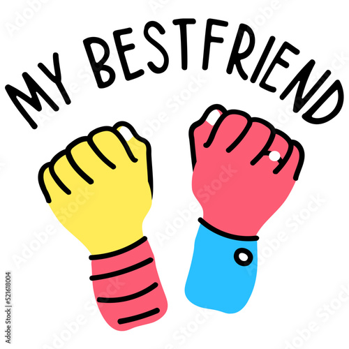 A cute hand drawn flat sticker of best friendship