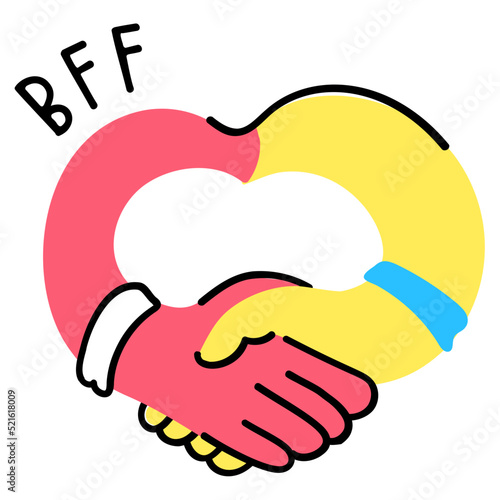 A cute hand drawn flat sticker of best friendship