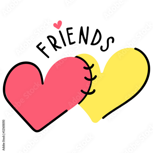 A cute hand drawn flat sticker of best friendship