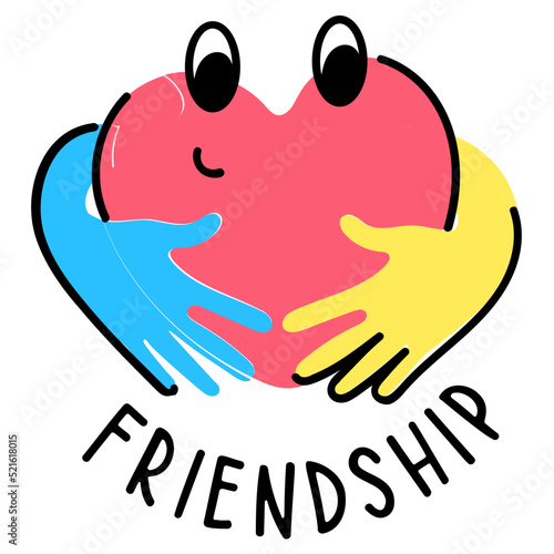 A cute hand drawn flat sticker of best friendship