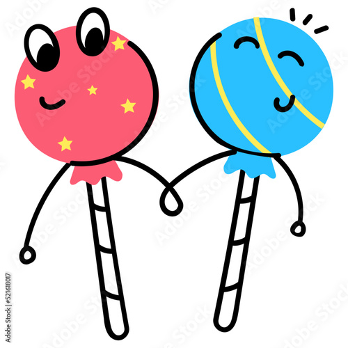 A cute hand drawn flat sticker of best friendship