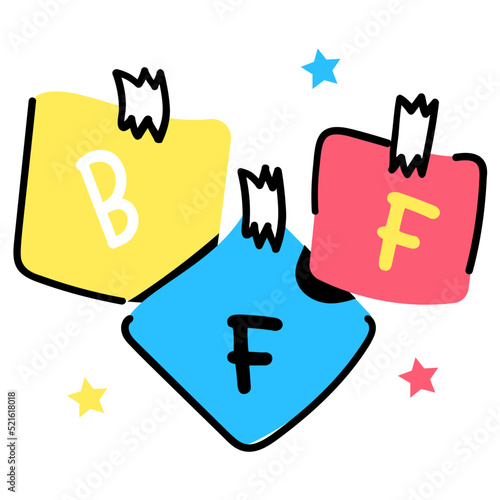 Check out flat sticker of BFF lettering 