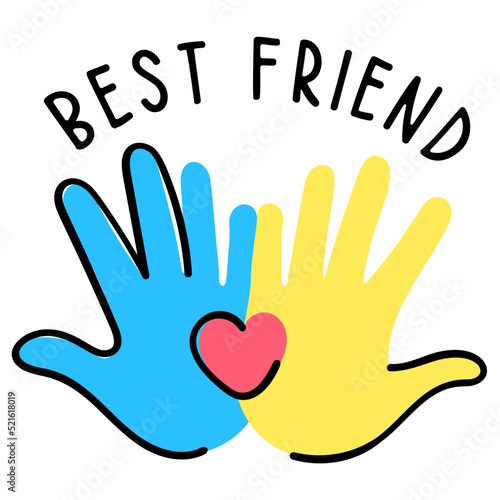 A cute hand drawn flat sticker of best friendship