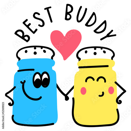 Premium flat hand drawn sticker of best buddy 