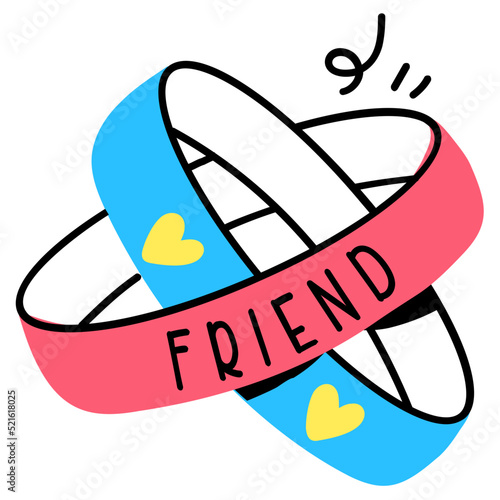 A cute hand drawn flat sticker of best friendship