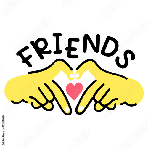 A cute hand drawn flat sticker of best friendship