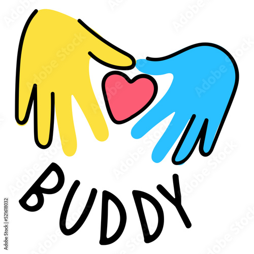 A cute hand drawn flat sticker of best friendship