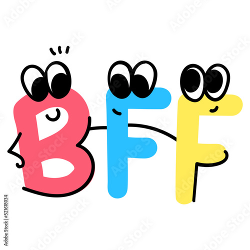 A cute hand drawn flat sticker of best friendship