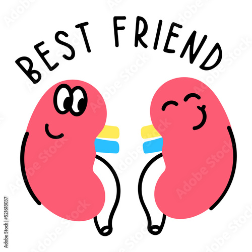A cute hand drawn flat sticker of best friendship