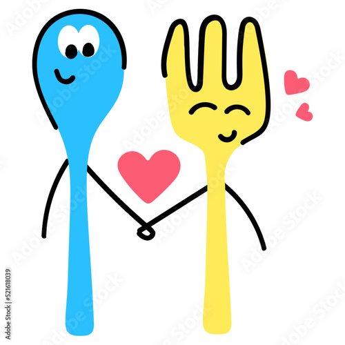 A cute hand drawn flat sticker of best friendship