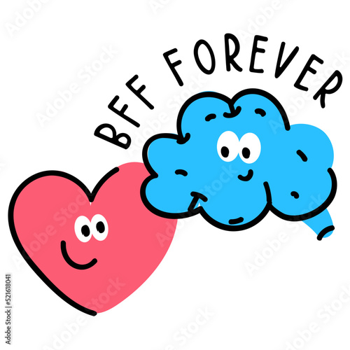 A cute hand drawn flat sticker of best friendship