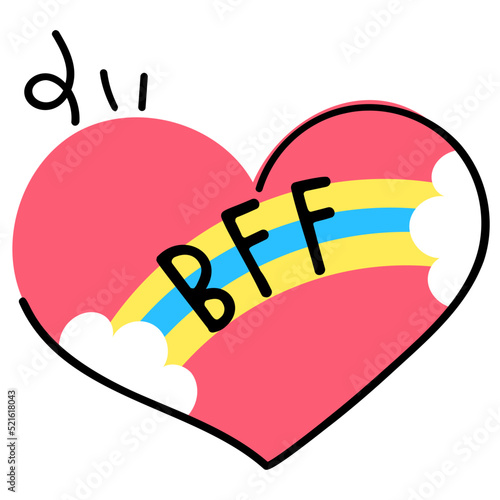 A cute hand drawn flat sticker of best friendship