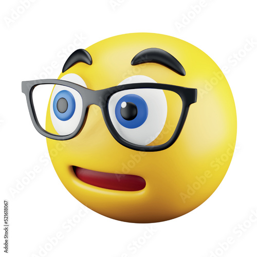 Nerd emoji face 3d rendering isometric icon.
