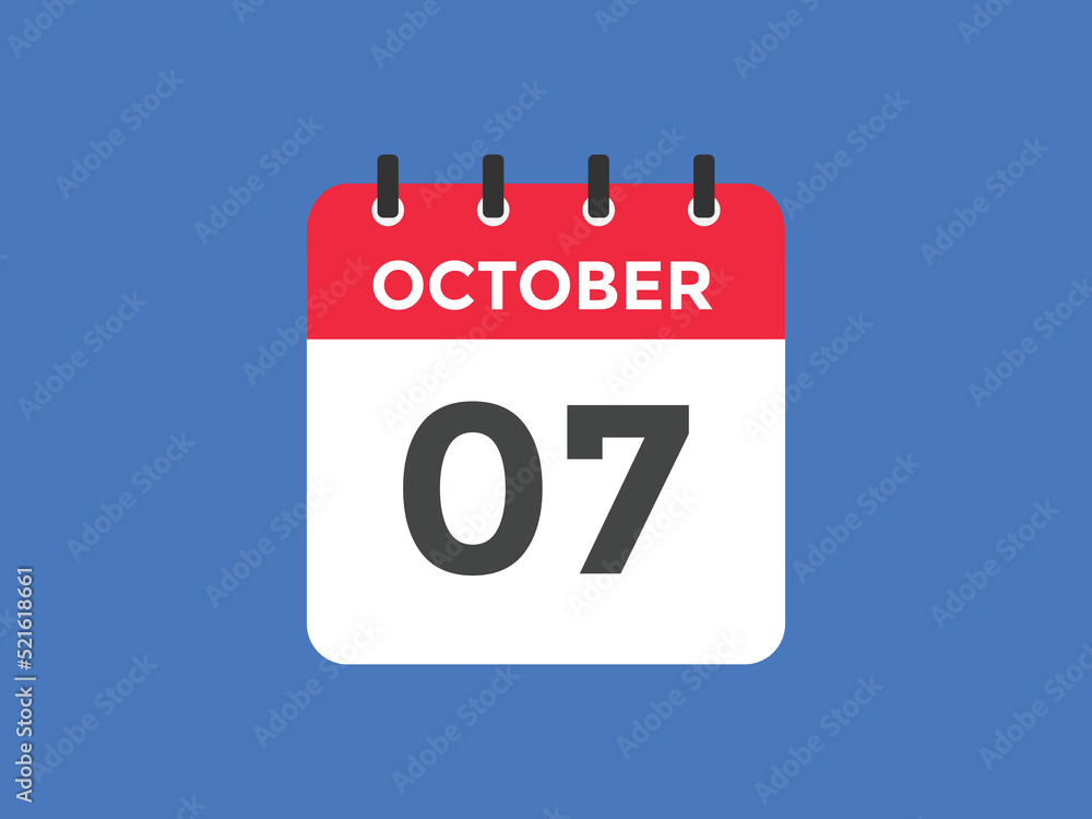 october 7 calendar reminder. 7th october daily calendar icon template. Vector illustration
october 7 calendar reminder. 7th october daily calendar icon template. Vector illustration