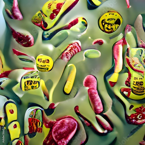 Scientific image of bacteria Citrobacter, Gram-negative bacteria, illustration. Found in human intestine, can cause urinary infections, infant meningitis and sepsis photo